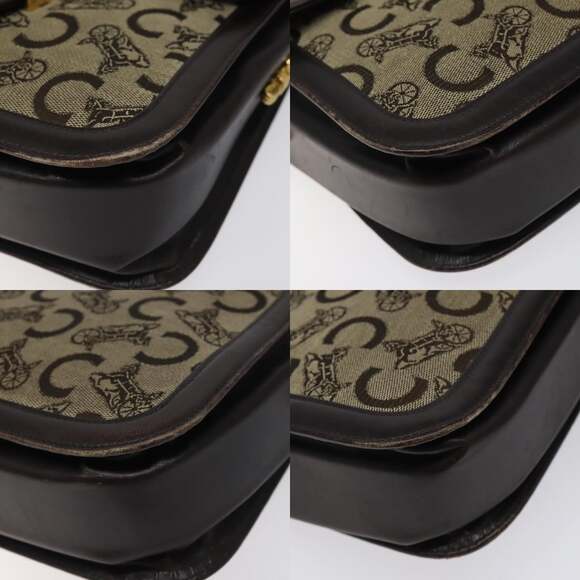 CELINE C Sulky Shoulder Bag Canvas Brown Gold - Picture 10 of 13